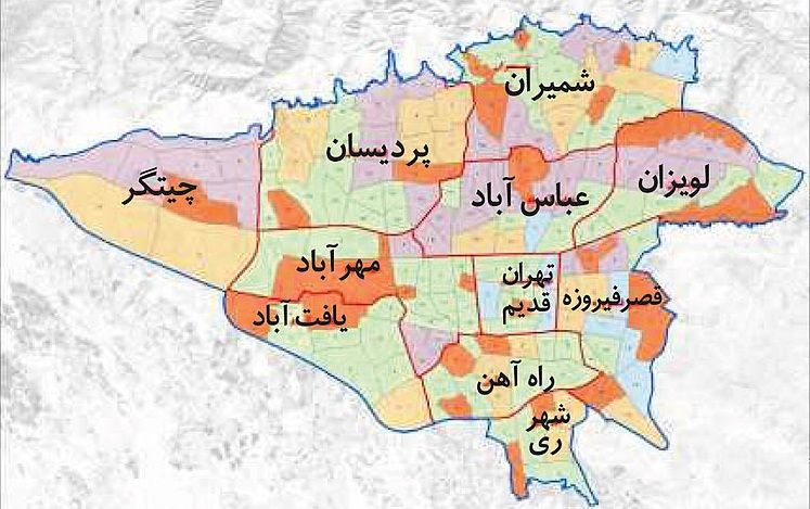 مناطق جنوب تهران که خدمات باربری در آن ارائه می شود