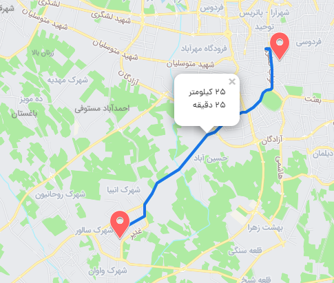 مسیر تهران به اسلامشهر