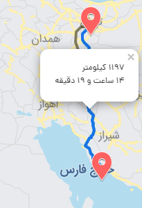 مسیر باربری تهران به بندر کنگان