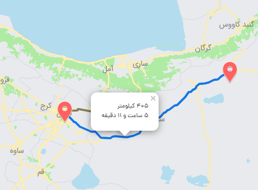 مسیر حمل بار شاهرود - تهران