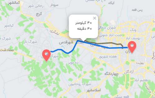 مسافت شهریار - تهران