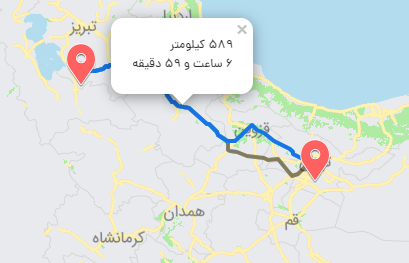 مسیر حمل بار مراغه - تهران