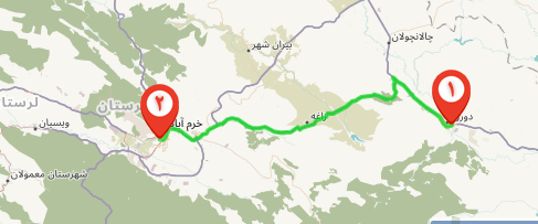 مسیر حمل بار از دورود به خرم آباد